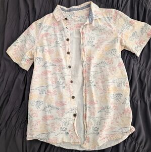 Dinosaur Print Short Sleeve Button Up